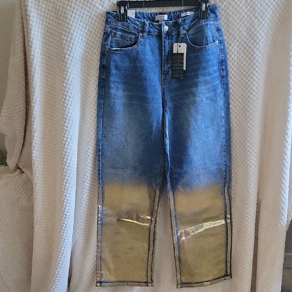 Forever 21 Blue Jeans with Gold Accents